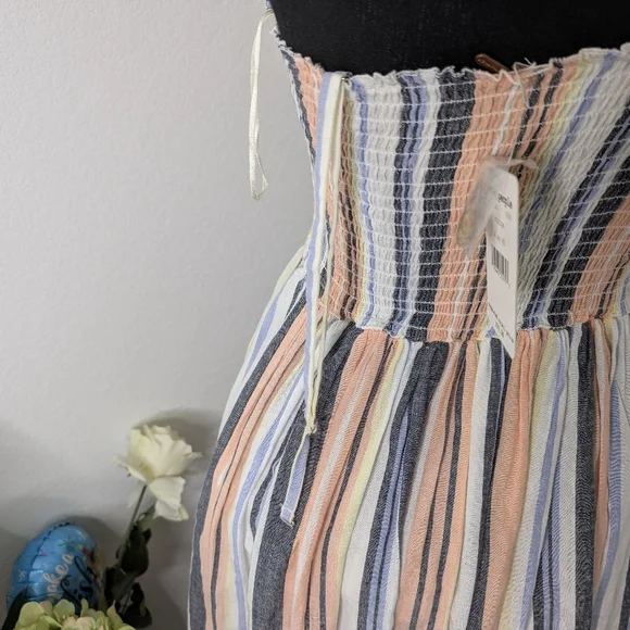 💘 Free People Lilah Striped Pleated Midi Tube Dress - Picture 4 of 6